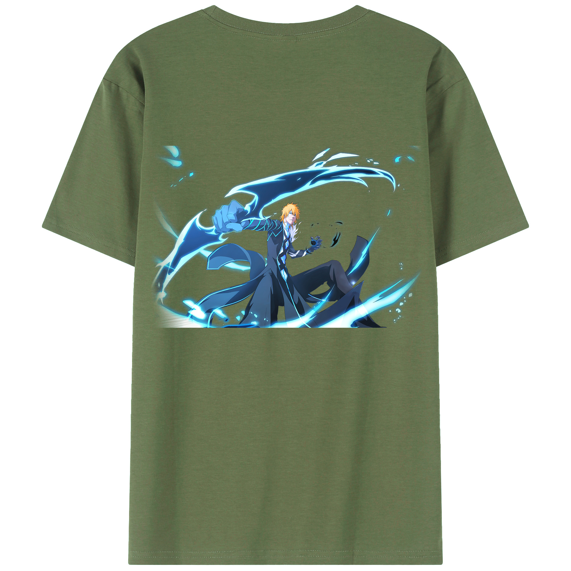 （画像用） ブリーチ 黒崎一護（くろさき いちご）BLEACH Kurosaki Ichigo 綿100％ メンズ半袖Tシャツ（バックプリント） 通気性